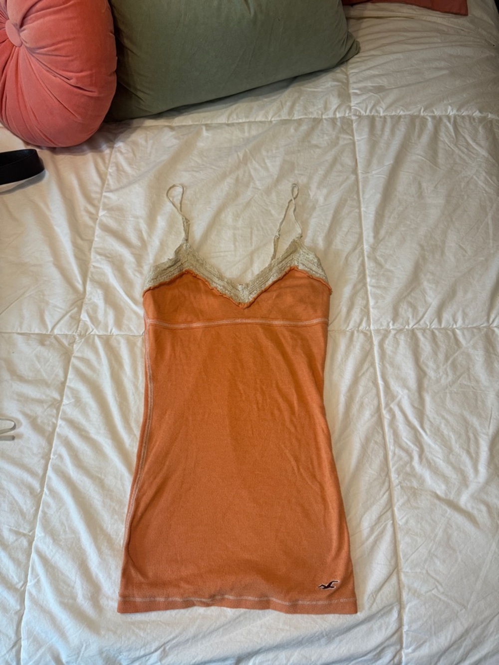 Vintage Y2K Hollister Coral-Orange Lace Trim Camisole